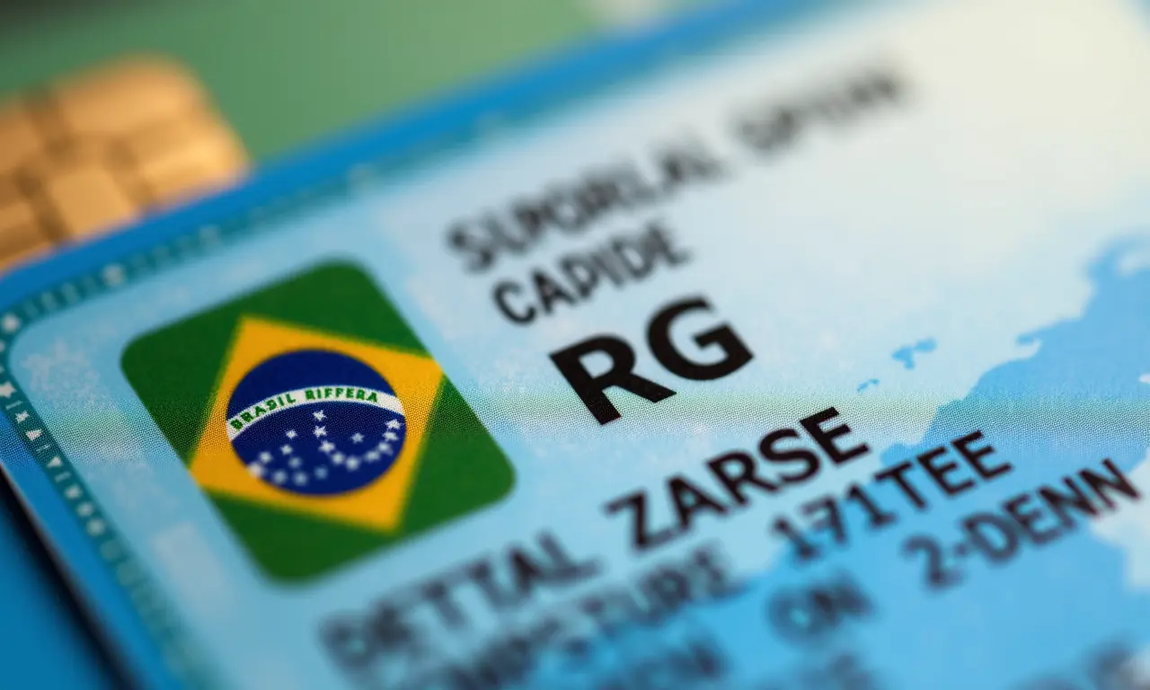 Documento de identificação brasileiro (RG) em close-up.