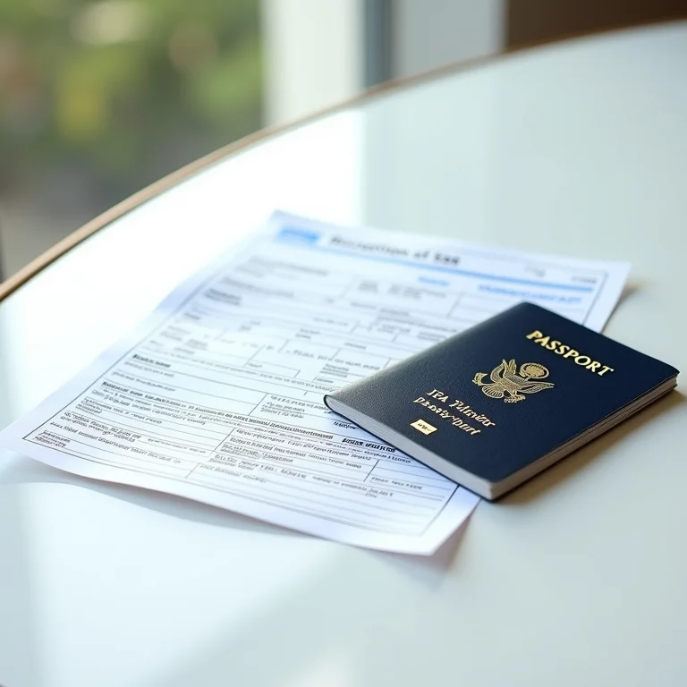 Documentos de viagem organizados para a Coreia do Sul