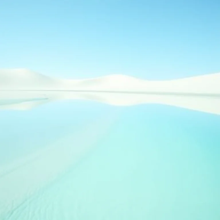 Dunas brancas e lagoas cristalinas nos Lençóis Maranhenses.