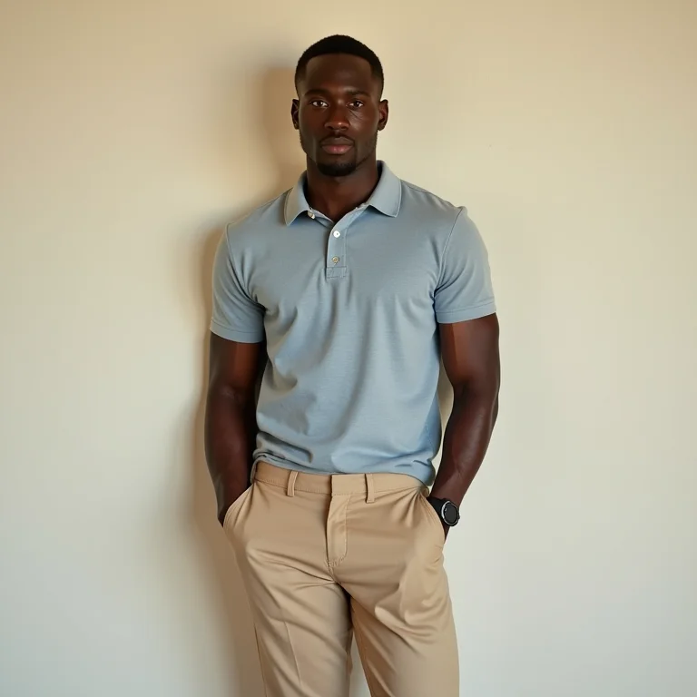 Elegância sem esforço: calça chino e camisa polo.