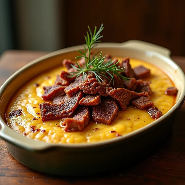 Escondidinho de Carne Seca com purê de mandioquinha