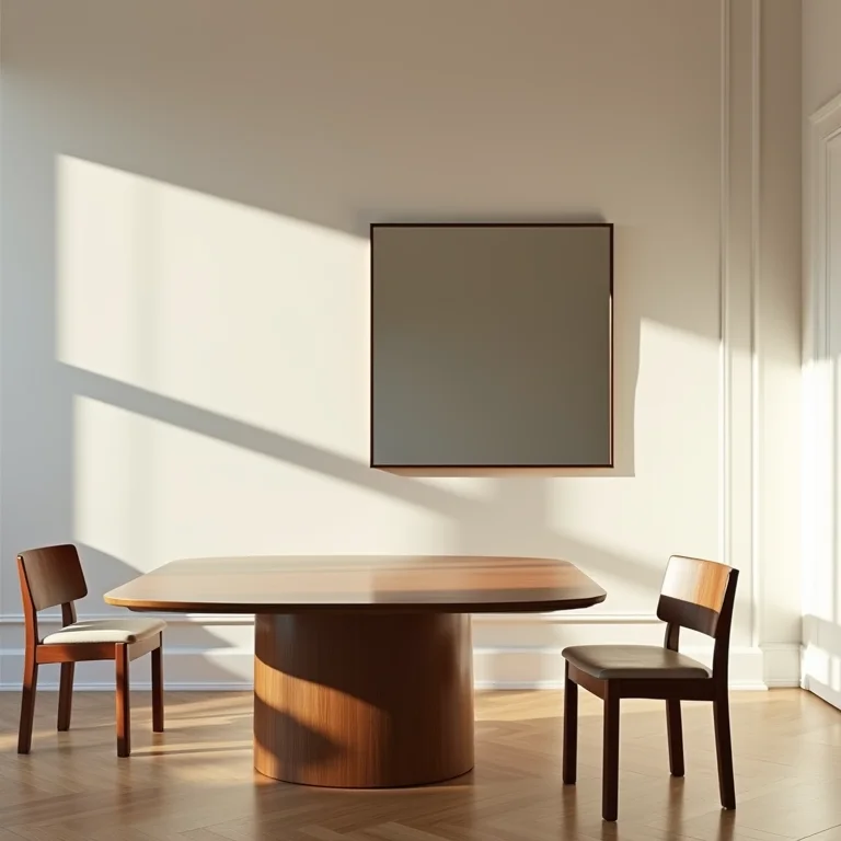 Espelho posicionado aleatoriamente na sala de jantar.