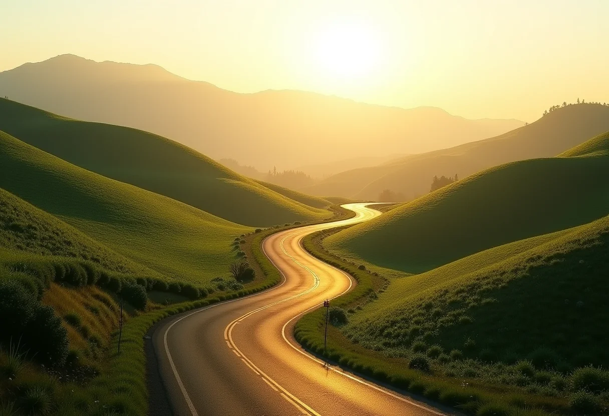 Estrada sinuosa em paisagem natural brasileira