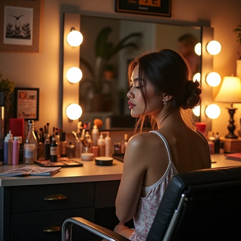 Estúdio de maquiagem com excesso de decoração