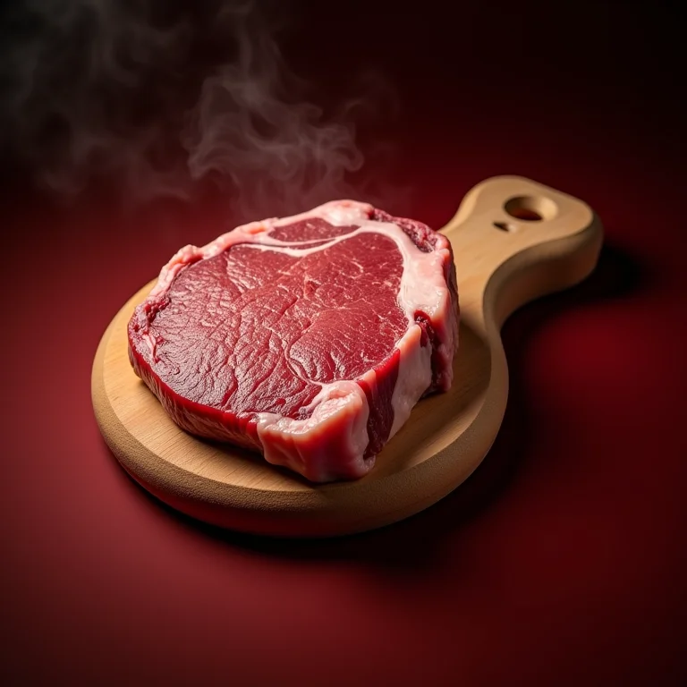 Etiqueta de preço em peça de picanha argentina em display de supermercado.