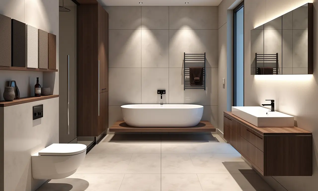 Exposição de banheiros modernos na Telhanorte.