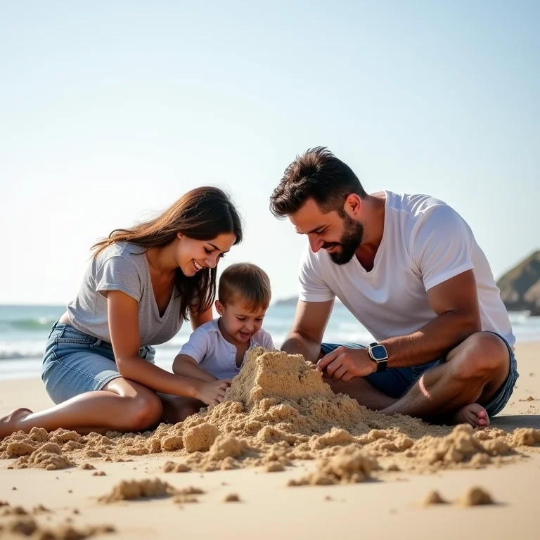 Família se divertindo na praia em São Miguel dos Milagres