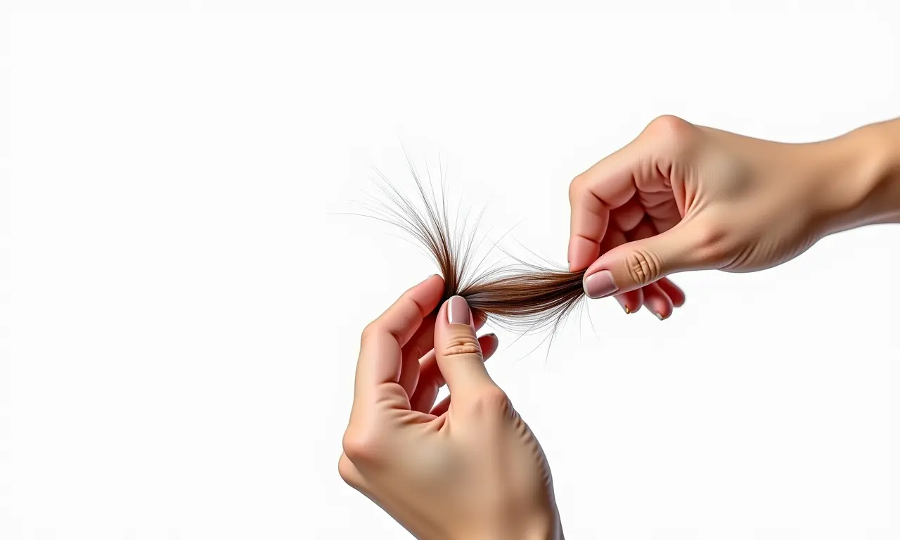 Fio de cabelo sendo esticado, demonstrando elasticidade.