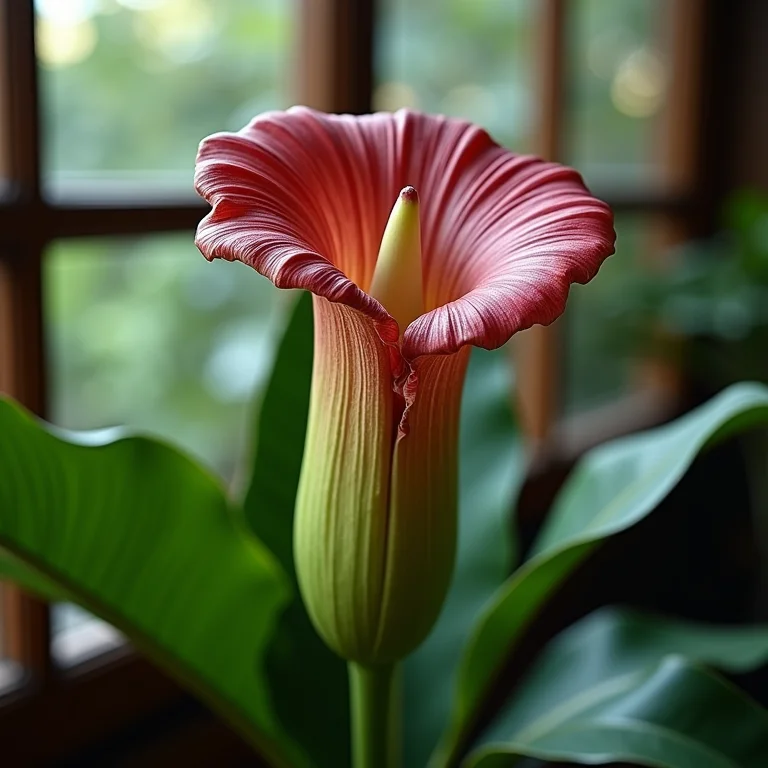 Flor-cadáver em plena floração em um jardim botânico.