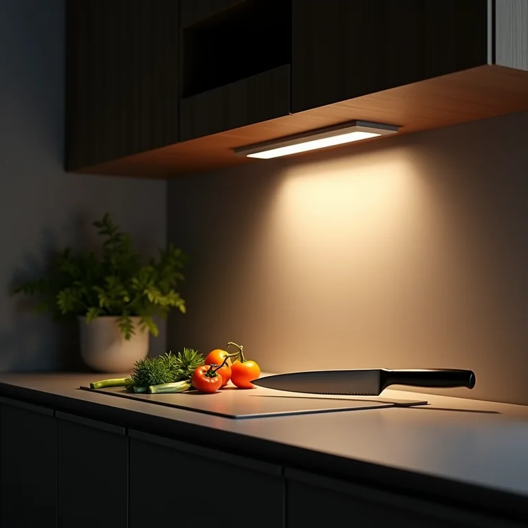 Foco de luz direta iluminando corte de vegetais