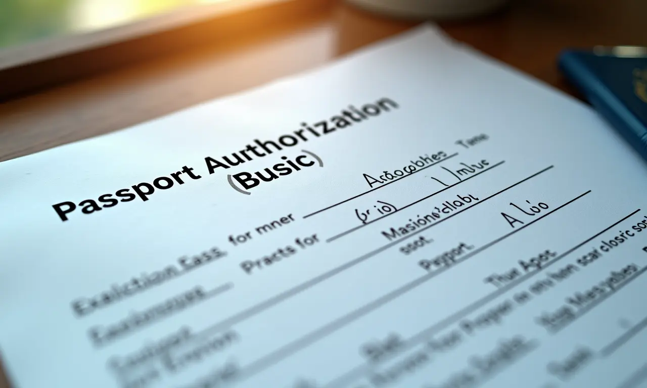 Formulário de autorização para passaporte de menor.