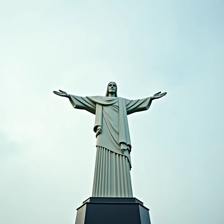 Fotografia do Cristo Redentor a partir de um ângulo inusitado