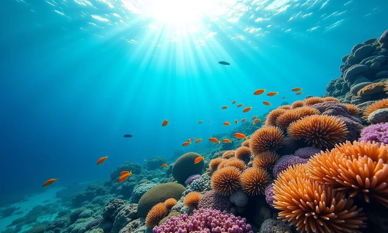 Fotografia subaquática: mergulho em um recife de corais.