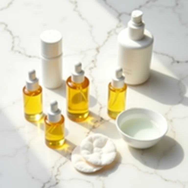 Frascos de cleansing oil com algodão e água