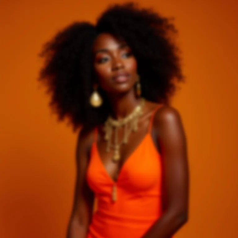 Glamour com laranja e dourado