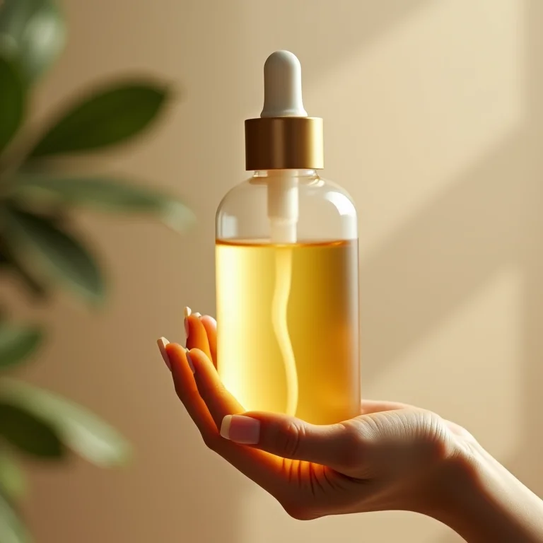 Gota de cleansing oil caindo de um frasco