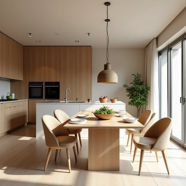 Harmonia na decoração de sala de jantar e cozinha integradas