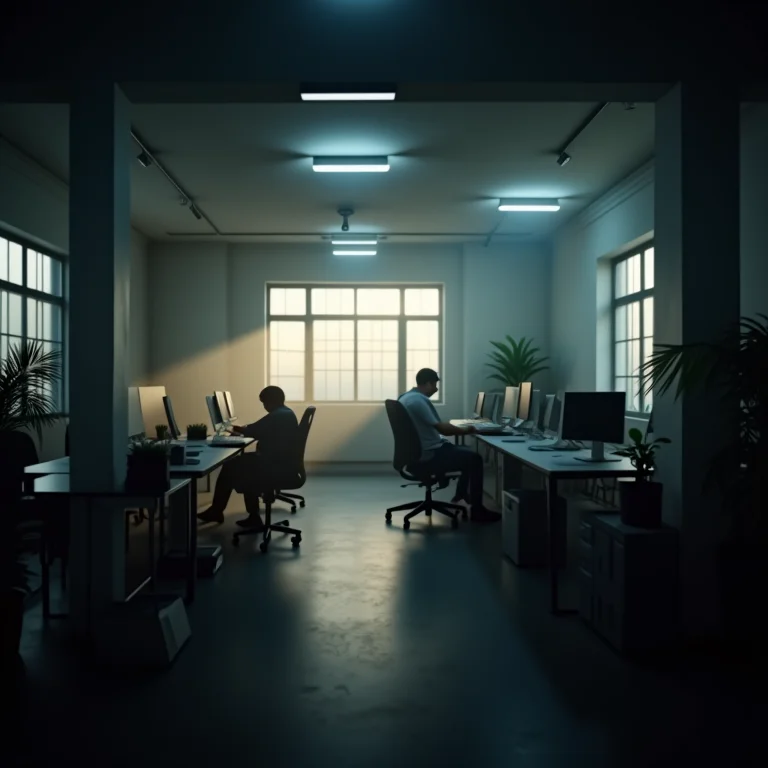 Home office com iluminação inadequada e desconfortável