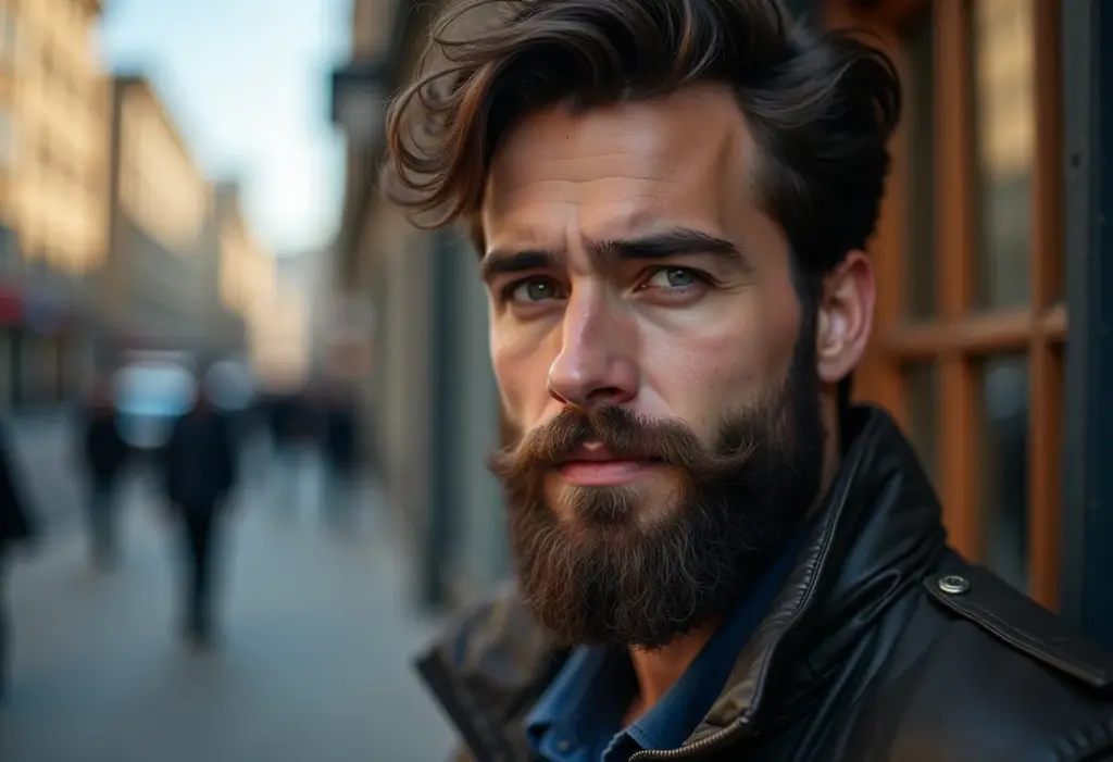 Homem barbudo com barba bem cuidada