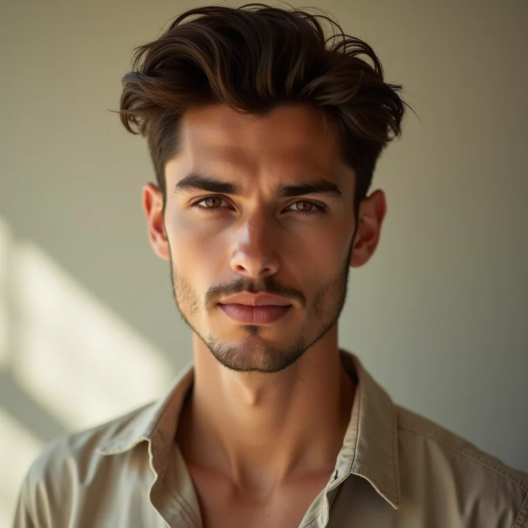 Homem com rosto oval exibindo corte de cabelo versátil