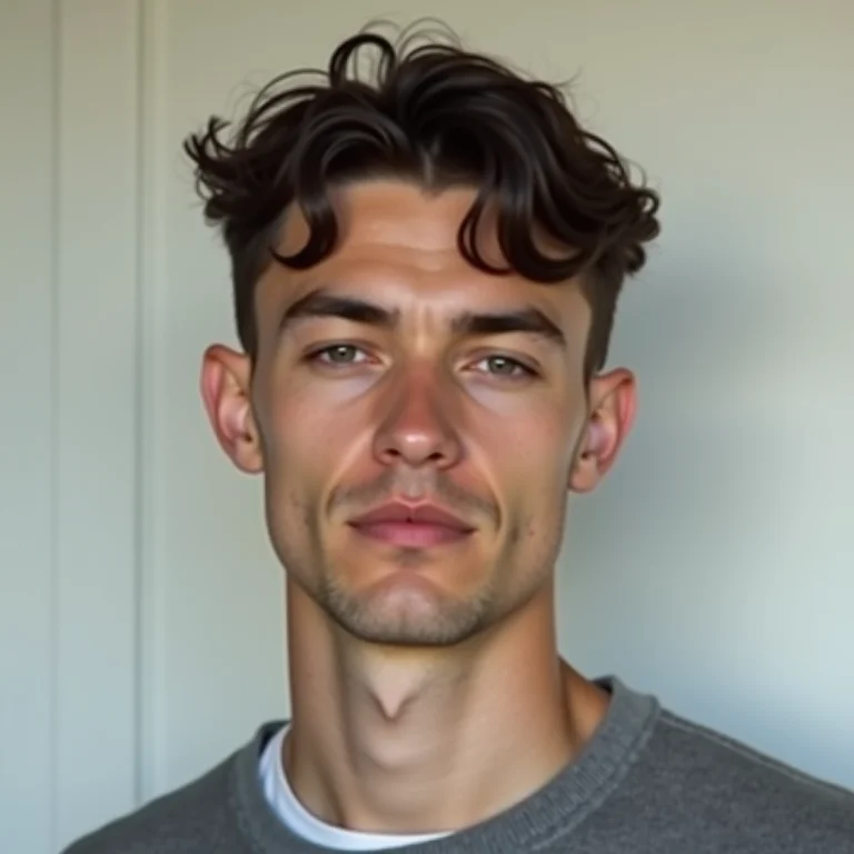 Homem com rosto quadrado com corte de cabelo suavizado