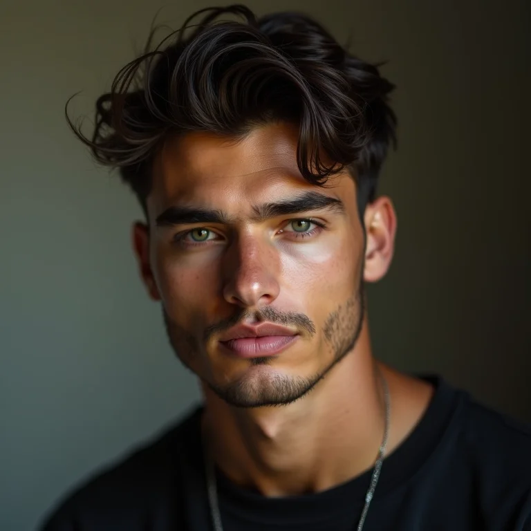 Homem com rosto quadrado suavizando os ângulos com o corte de cabelo.