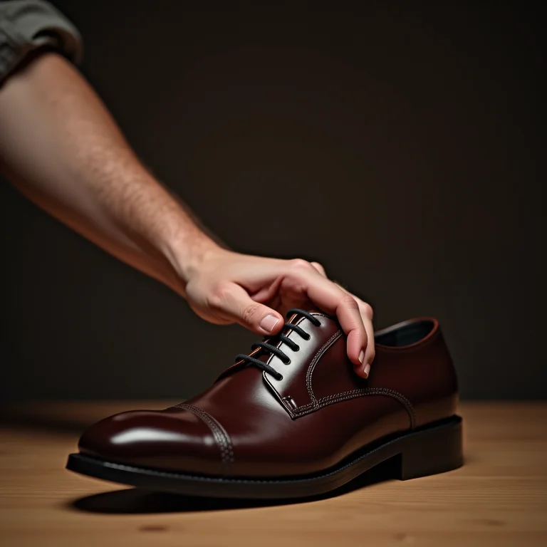 Homem limpando um sapato de couro com uma escova macia