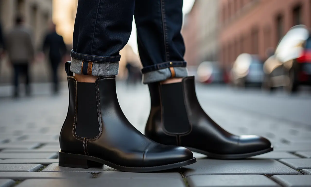 Homem usando bota Chelsea da marca Reserva com roupa casual estilosa.