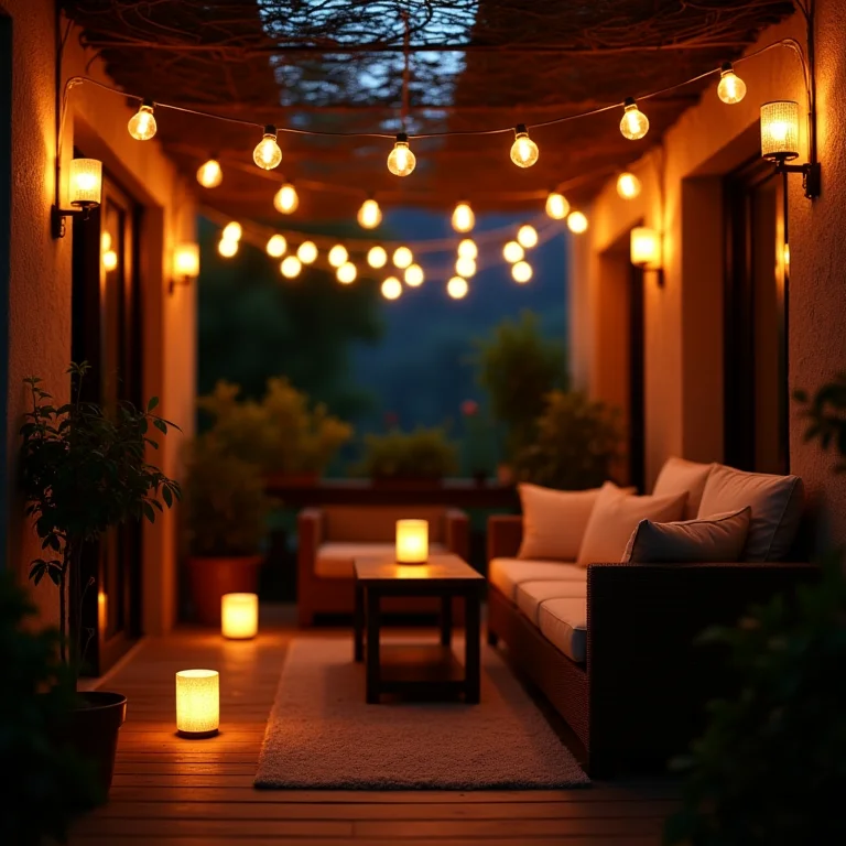 Iluminação aconchegante em varanda gourmet para momentos relaxantes