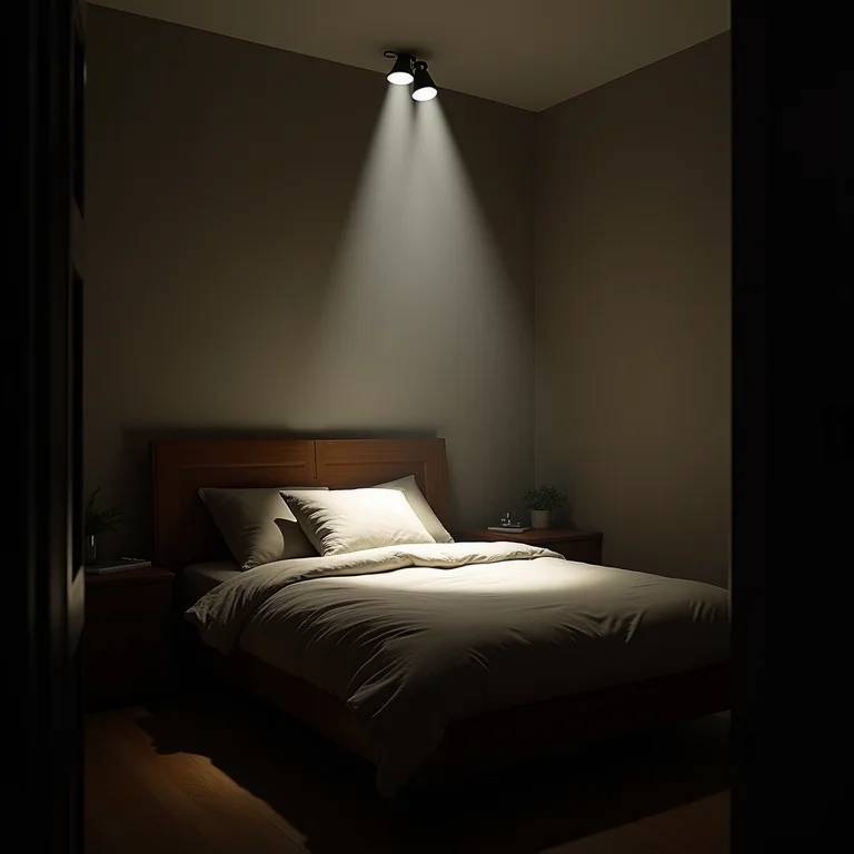 Iluminação inadequada em quarto de casal pequeno