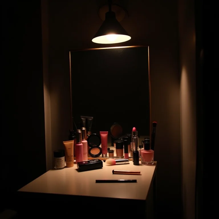 Iluminação inadequada em um estúdio de maquiagem.