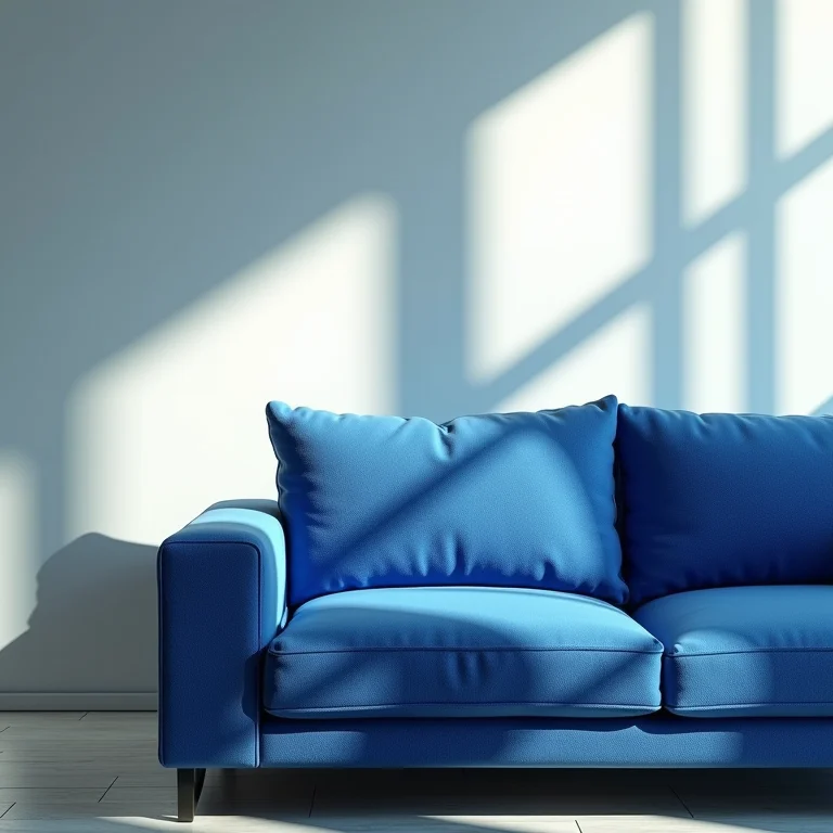 Iluminação natural destacando sofá azul