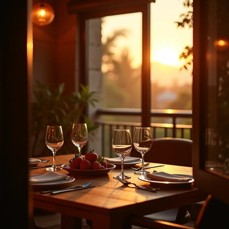 Iluminação suave e convidativa em varanda gourmet.