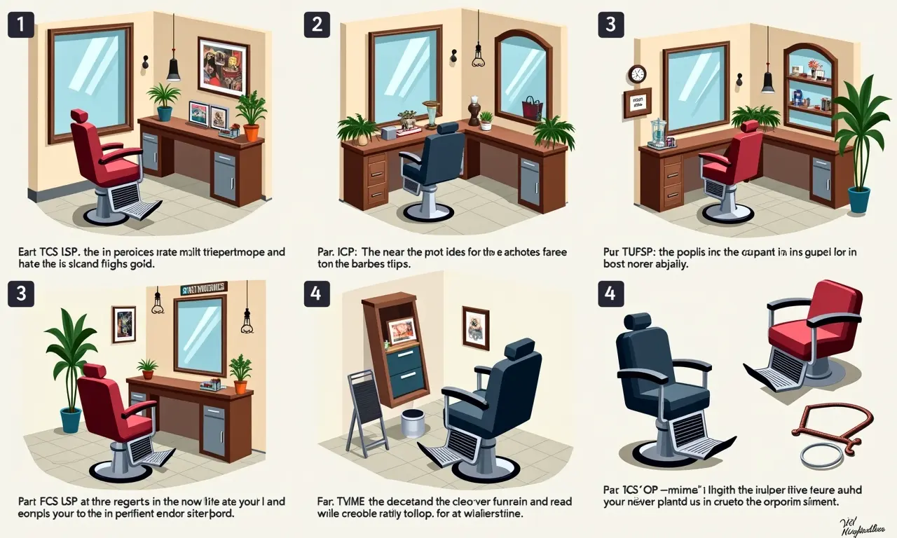 Infográfico com guia prático para decoração de barbearia.