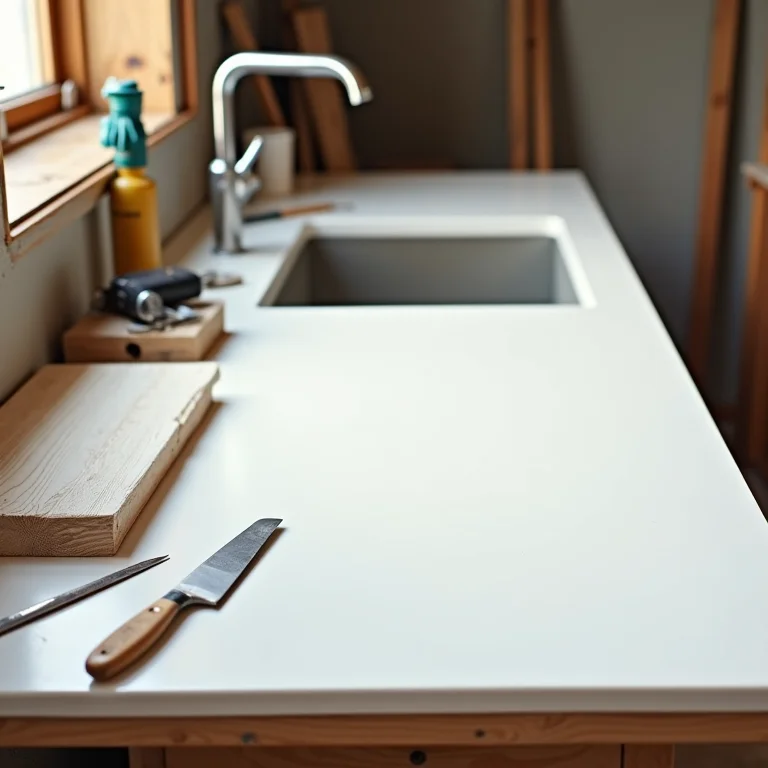 Instalação de bancada de porcelanato