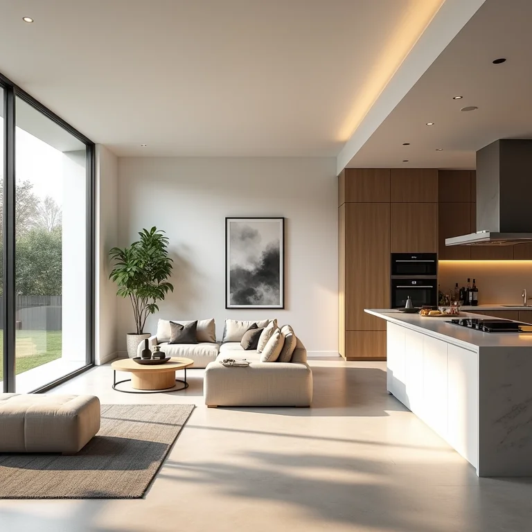 Integração de cozinha e sala com bancada americana