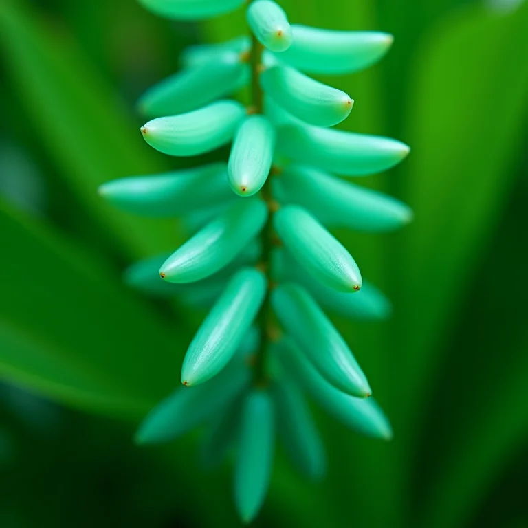 Jade-vine (Strongylodon macrobotrys) florescendo em um jardim tropical