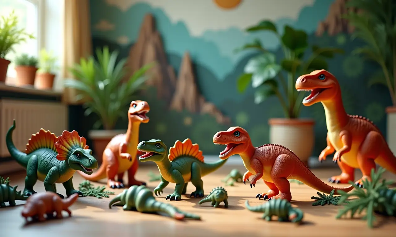 Kit de acessórios 3D para decoração de quarto infantil de dinossauro.