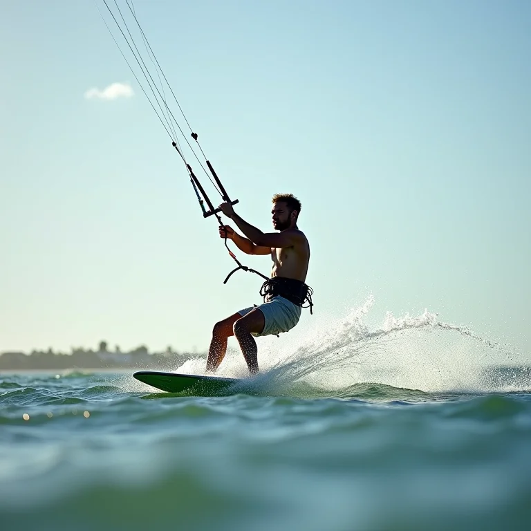 Kitesurfista praticando esporte em Taíba