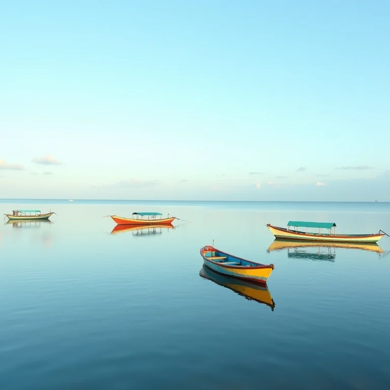 Lagoa Mundaú com barcos de pesca coloridos, Maceió