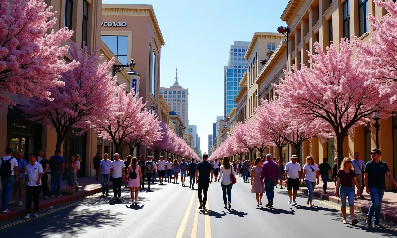 Las Vegas na primavera com flores e clima agradável.