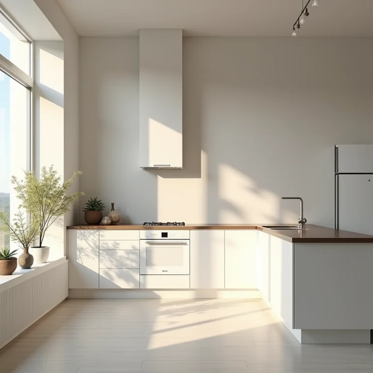 Layout de cozinha americana com triângulo de trabalho ineficiente