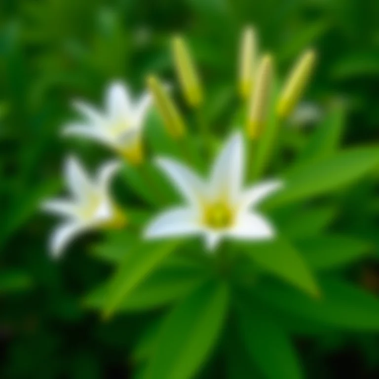 Lírio Aranha (Hymenocallis littoralis) florescendo em um jardim