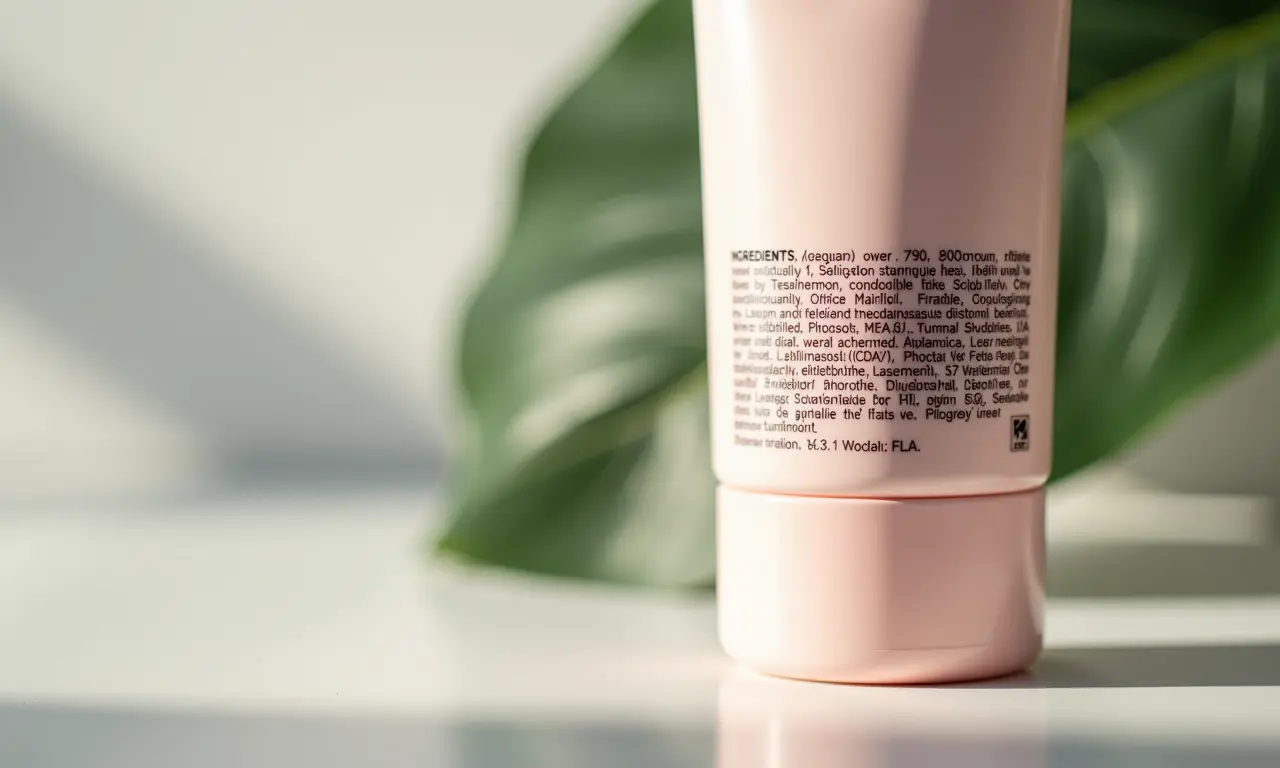 Lista de ingredientes em rótulo de cosmético.