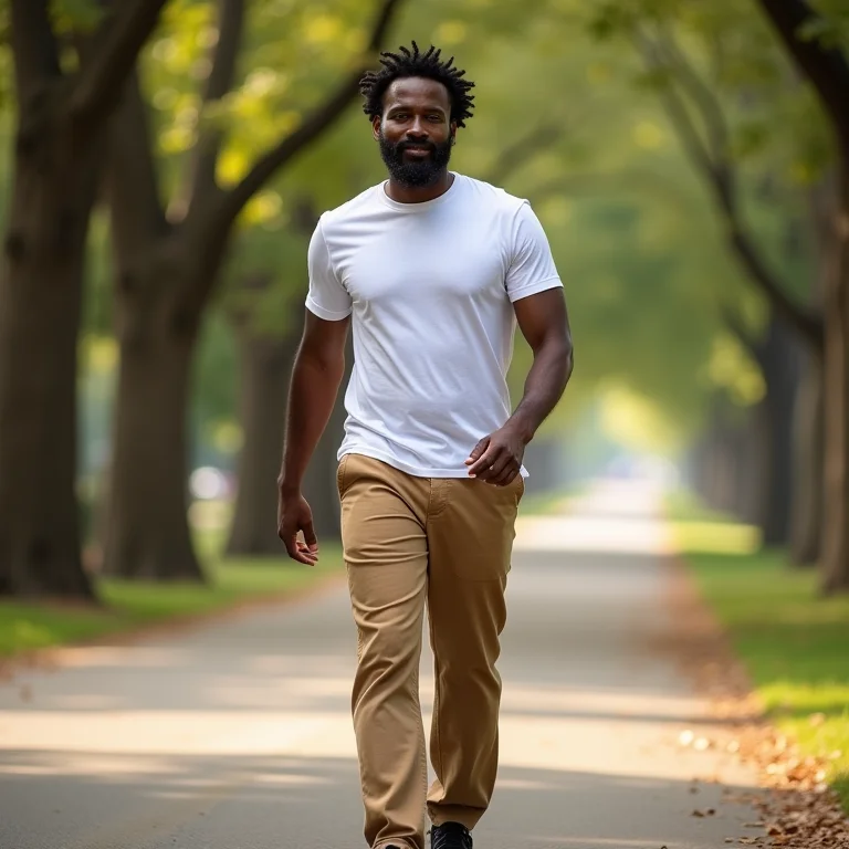 Look casual com calça chino e camiseta.