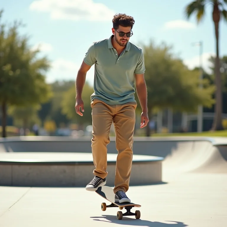 Look despojado com calça chino e polo