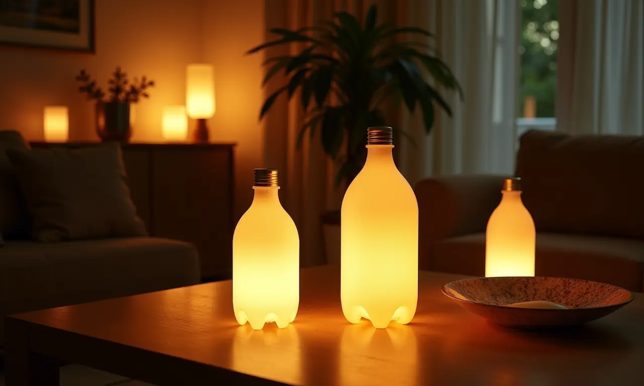 Luminárias criativas e aconchegantes feitas com garrafas PET.