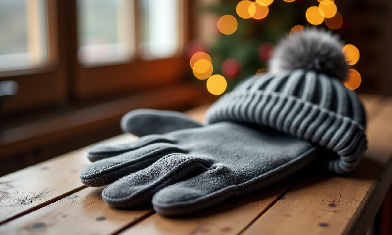 Luvas e gorro de lã, acessórios indispensáveis para o inverno.