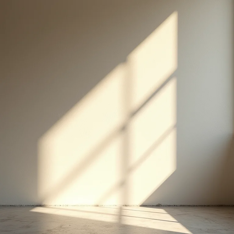 Luz e sombra criando padrões em uma parede texturizada