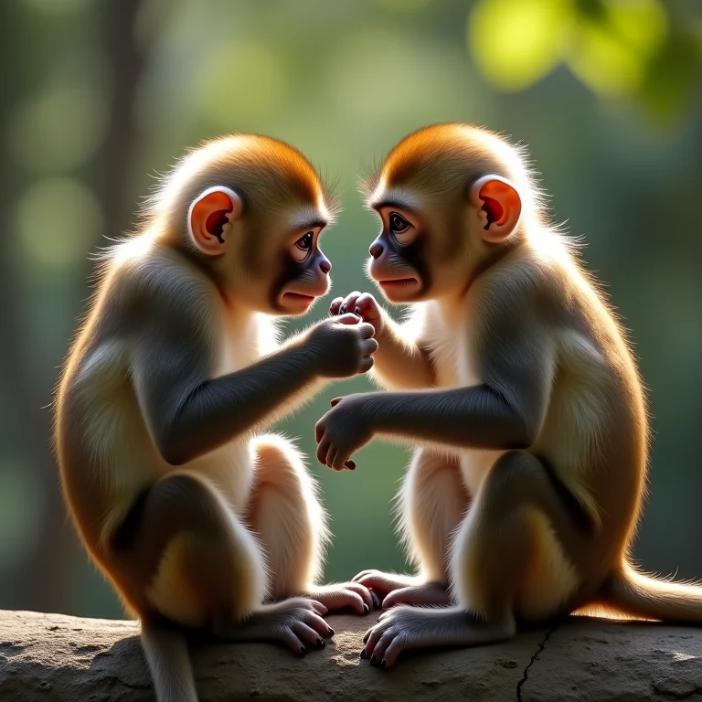 Macacos brincando na natureza